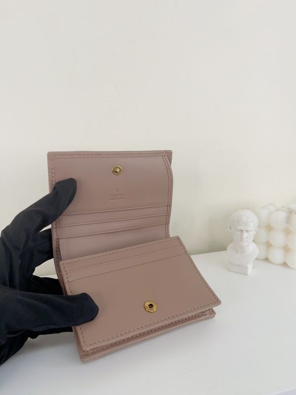 【分期0利率】GUCCI Marmont 愛心兩摺拉鍊零錢袋短夾 奶茶色【全新品】 