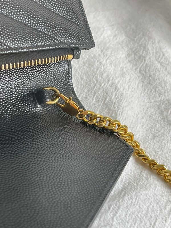 【分期0利率】YSL WOC 魚子醬鍊包黑金 19.5CM【95成新】 