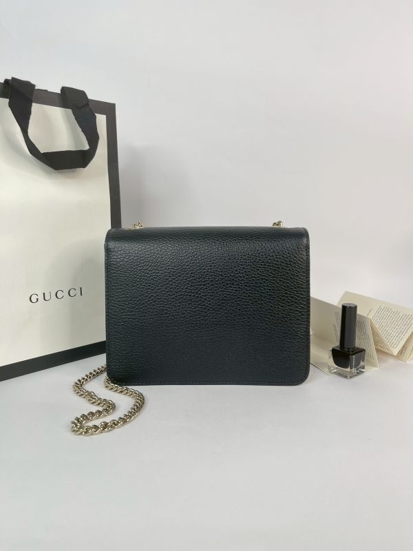 【分期0利率】GUCCI 雙G扣 荔枝牛皮雙層鍊條斜背包【95成】 