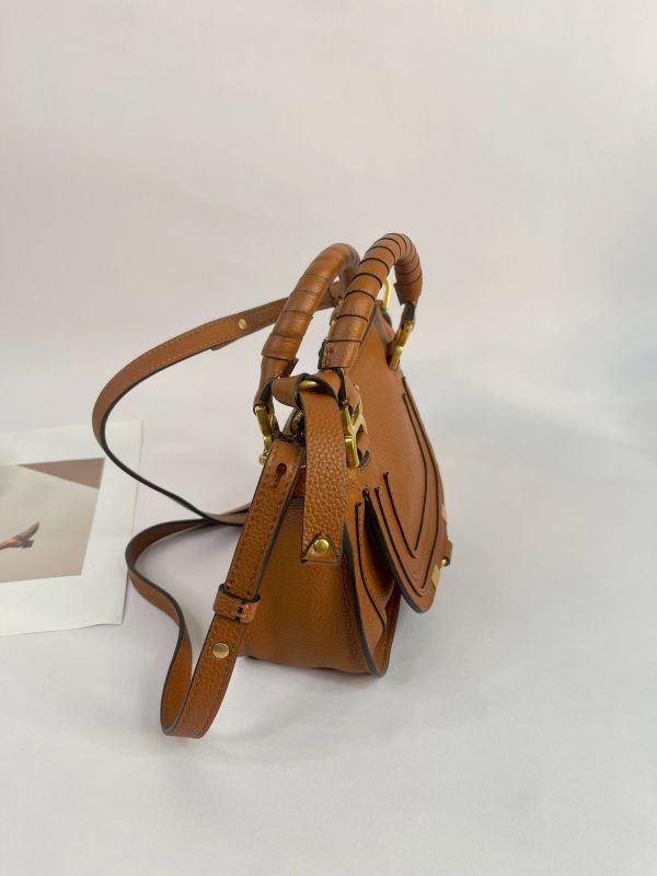 【95成新】CHLOE Marcie 粒面牛皮翻蓋迷你馬鞍斜背包 