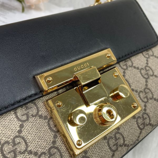 【9成新】【12期0利率】GICCI PADLOCK GG 小型帆布肩揹袋 