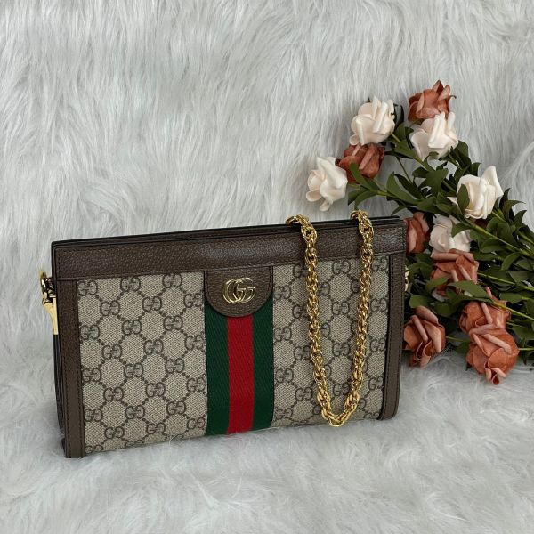 【9成新】【12期0利率】GUCCI OPHIDIA GG磁扣肩背鍊包 26公分 