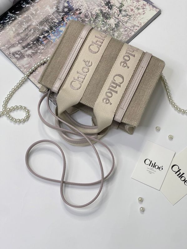 【分期0利率】CHLOE  MINI WOODY TOTE背帶刺繡款【95成】 