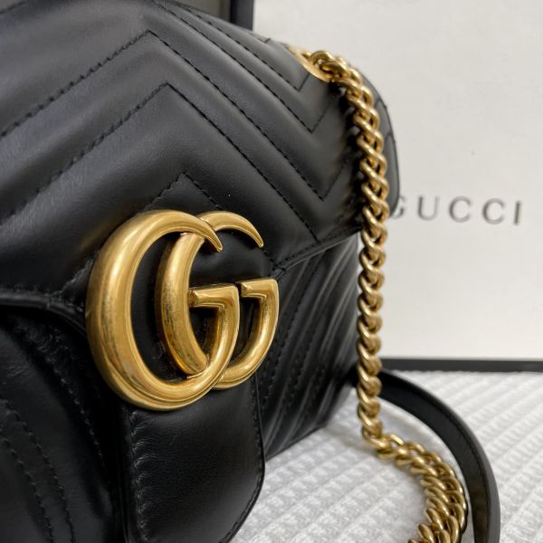 【99成新】【12期0利率】GUCCI GG Marmont 絎縫皮革小號單肩包 26公分 