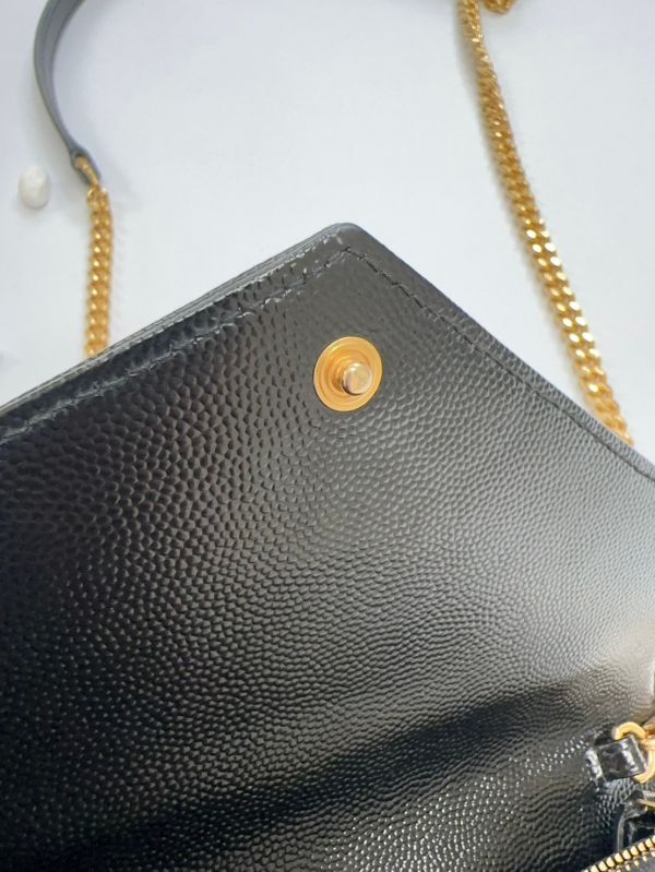 【12期0利率】YSL WOC 魚子醬鍊包黑金 19.5CM【95成新】 