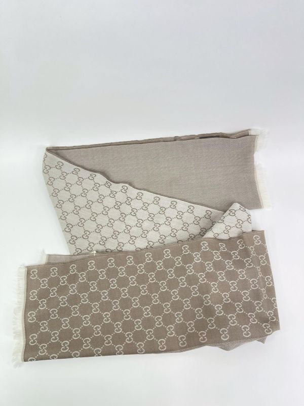 【95成新】GUCCI 經典雙G緹花純羊毛圍巾 