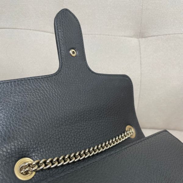 【12期0利率】GUCCI 雙G扣 荔枝牛皮雙層鍊條斜背包【9成新】 