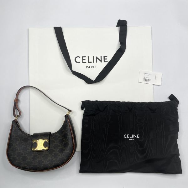 【12期0利率】CELINE AVA TRIOMPHE標誌印花牛皮革中號手袋【全新閒置】 