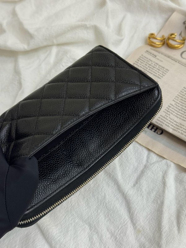 【95成新】CHANEL COCO魚子醬牛皮拉鍊長夾 