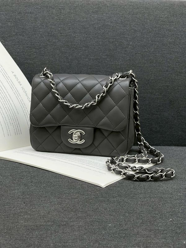【95成新】CHANEL 方胖 晶片款深灰 