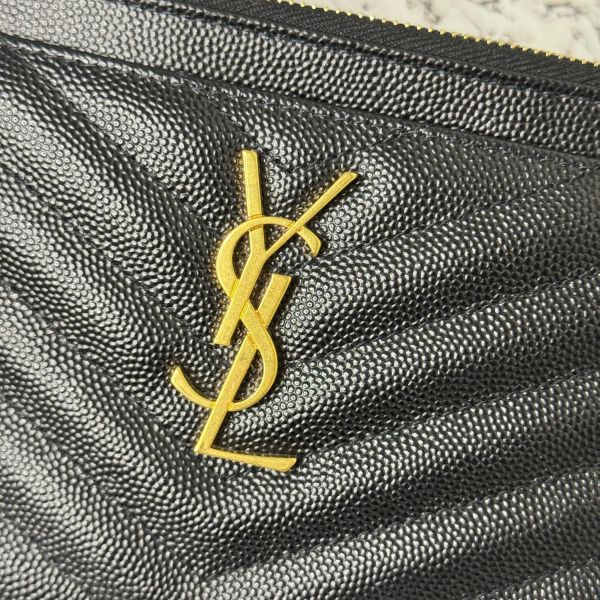 【12期0利率】YSL 粒面壓紋一字拉鍊長夾【全新品】 