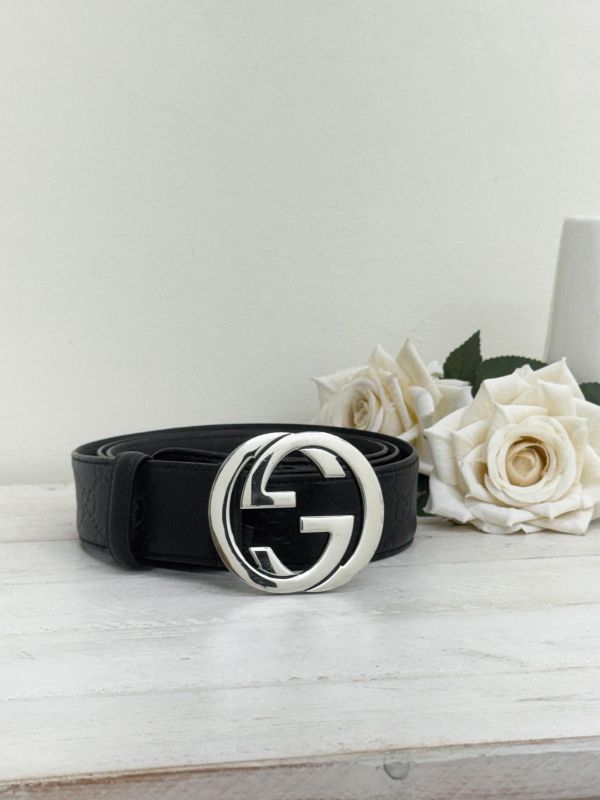 【9成新】GUCCI  Signature皮革皮帶 115CM 