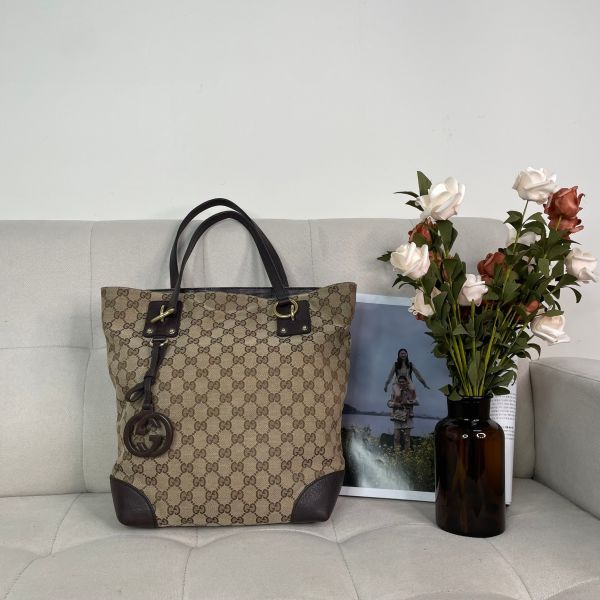 【12期0利率】GUCCI 老款滿版雙G帆布托特包【85新】 