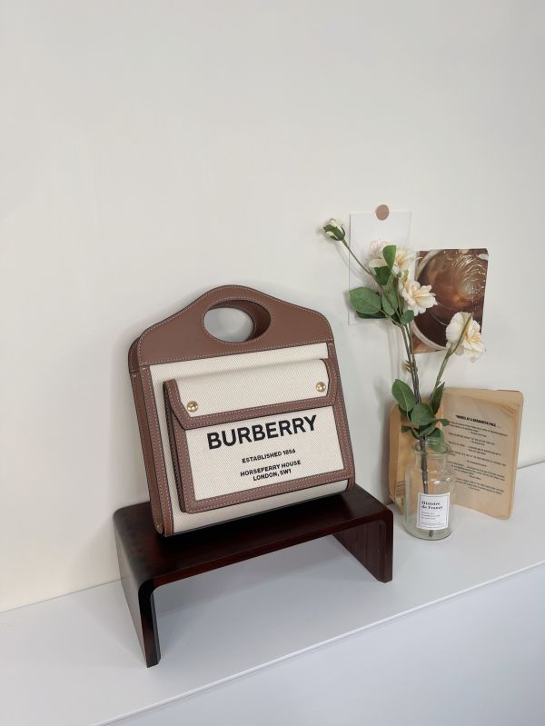 【分期0利率】BURBERRY 帆布拼皮革口袋包【未使用閒置品】 