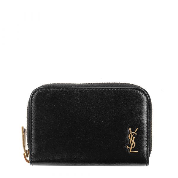 【12期0利率】【全新品】YSL 小牛皮拉鍊零錢袋 金扣【現金價11800】 