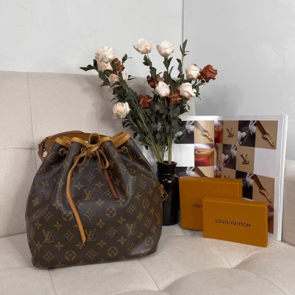 【85成新】【12期0利率】LV Petit Noe 單肩抽繩老花水桶M42226 