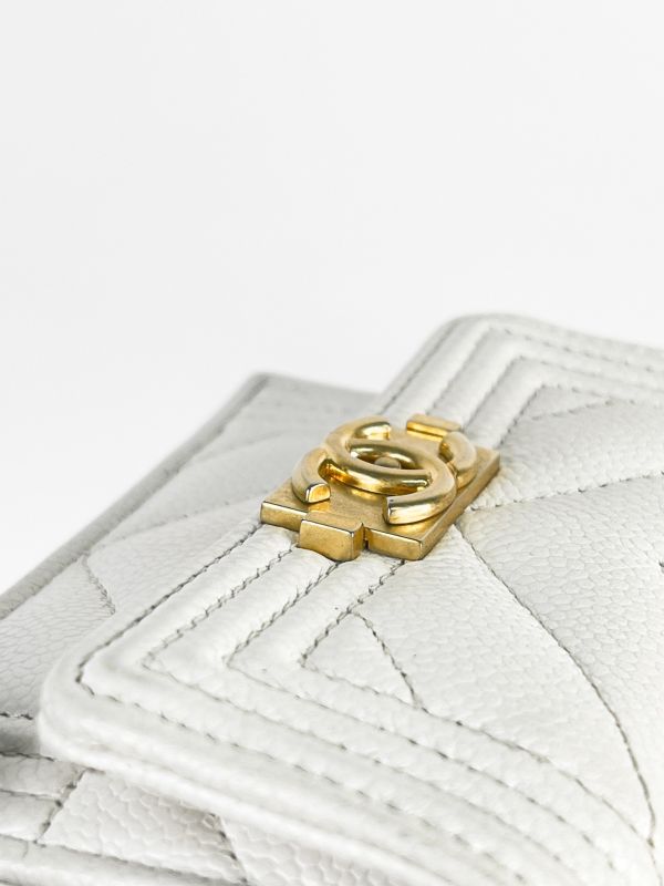 【9成新】CHANEL 24C  BOY 迷你三折雙層短夾 