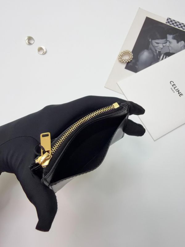 【95成新】CELINE TRIOMPHE亮澤牛皮革短款零錢包 