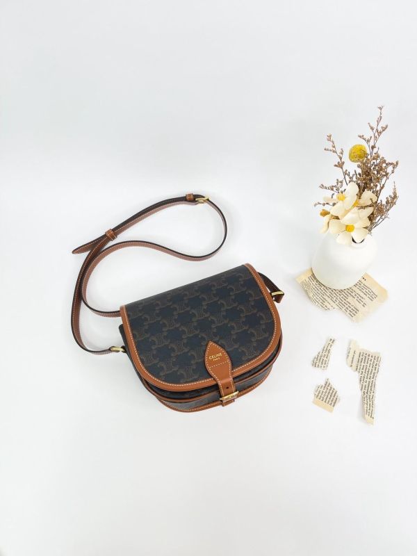 【95成新】CELINE Triomphe帆布中型Folco手袋 