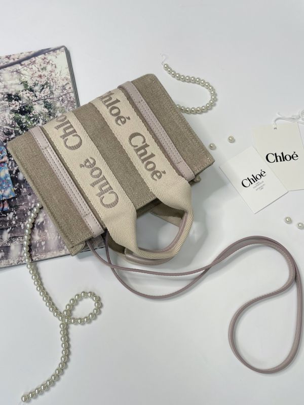 【分期0利率】CHLOE  MINI WOODY TOTE背帶刺繡款【95成】 