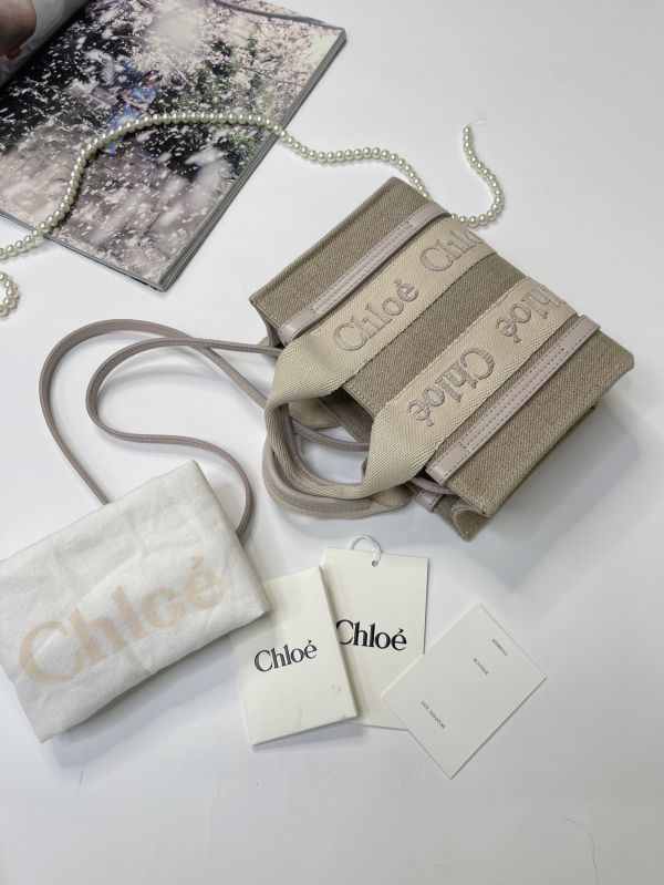 【分期0利率】CHLOE  MINI WOODY TOTE背帶刺繡款【95成】 