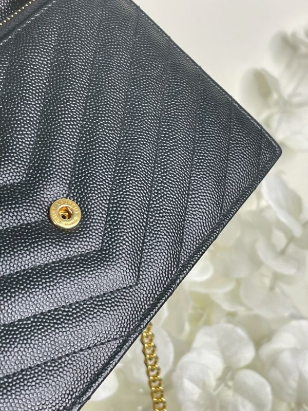 【分期0利率】YSL WOC 魚子醬鍊包黑金 19.5CM【95成新】 