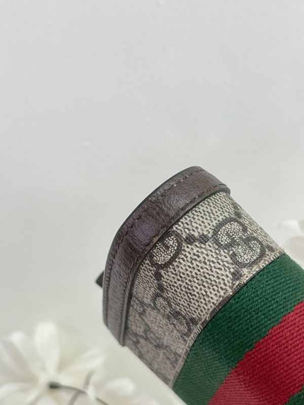 【99成新】GUCCI GG紅綠織帶老花中夾 
