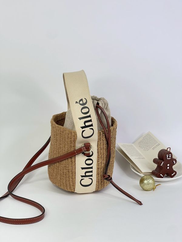 【分期0利率】Chloe 草編束口圓筒包【9成新】 