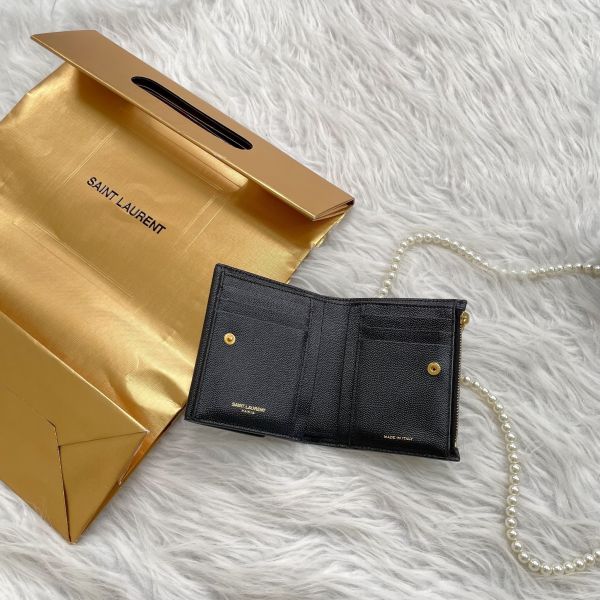 【12期0利率】YSL 牛皮雙層扣式短夾【9成新】 