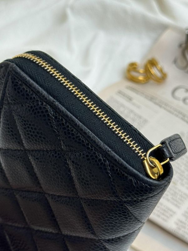 【95成新】CHANEL COCO魚子醬牛皮拉鍊長夾 