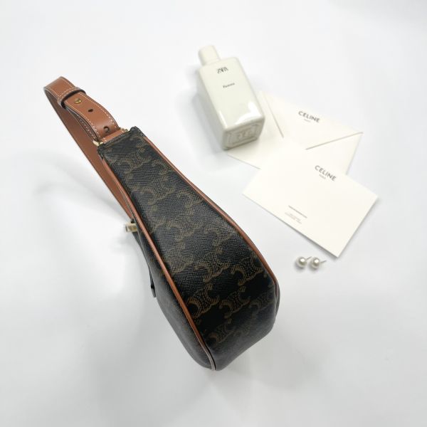 【12期0利率】CELINE AVA TRIOMPHE標誌印花牛皮革中號手袋【全新閒置】 