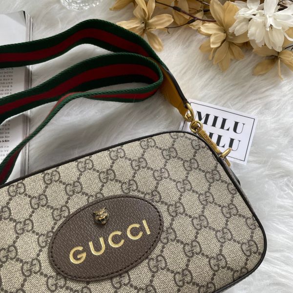【12期0利率】【二手】GUCCI GG Supreme虎頭相機包 