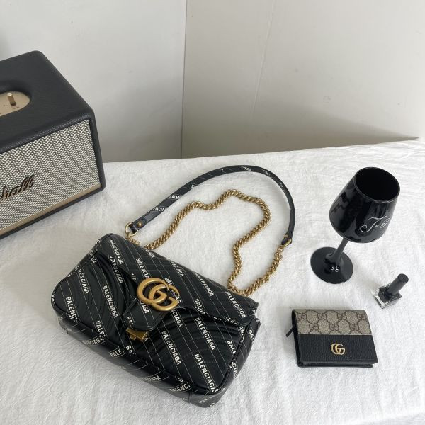 【分期0利率】GUCCI Marmont 巴黎世家聯名款26CM 肩背包【未使用閒置品】 