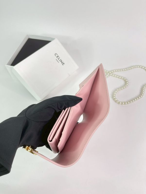 【分期0利率】CELINE 亮面牛皮革TRIOMPHE三折短夾 【9成新】