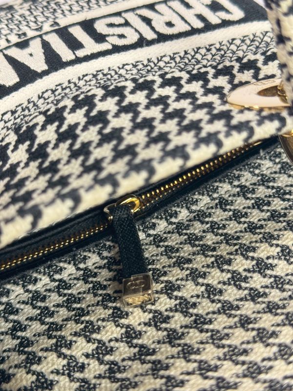 【9成新】DIOR 迷你黛妃包  千鳥格紋刺繡 