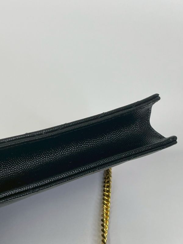 【9成新】YSL WOC 魚子醬鍊包黑金 19.5CM 