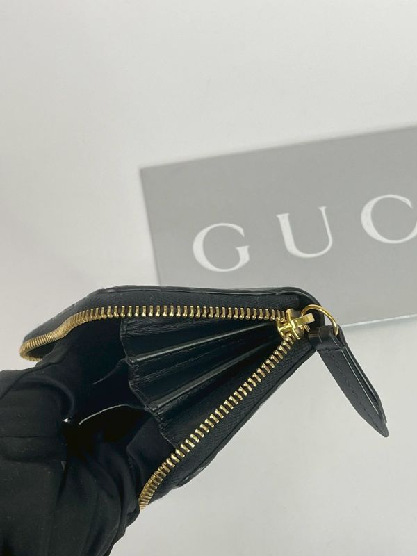【95成新】GUCCI GG壓紋拉鍊零錢卡包 