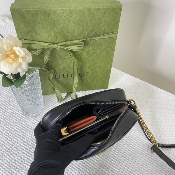 【12期0利率】GUCCI Marmont 相機包黑金【95成新】 