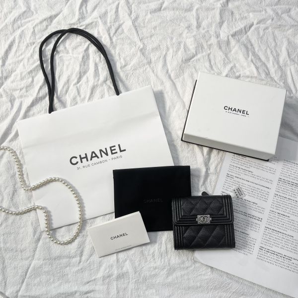 【12期0利率】【全新品】Chanel BOY三折短夾 