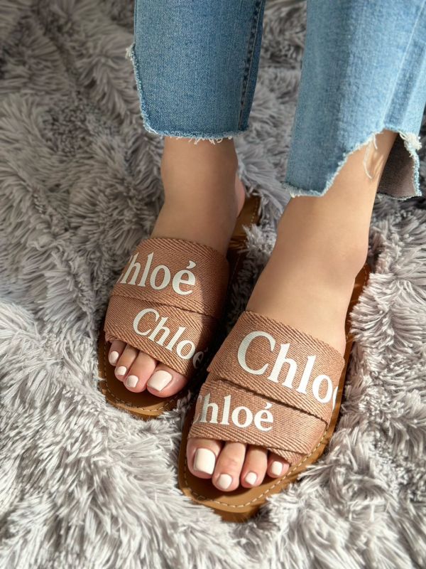 【12期0利率】【全新品】Chloé  繃帶字母拖鞋-咖啡牛奶(限量色 