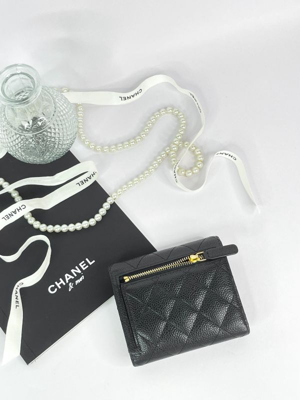 【分期0利率】CHANEL COCO 背面拉鍊三折短夾【9成新】 