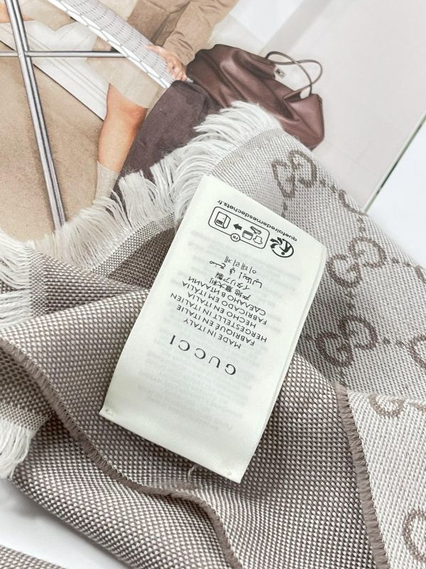 【95成新】GUCCI 經典雙G緹花純羊毛圍巾 