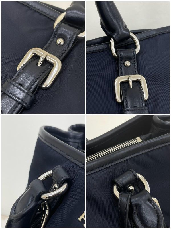 【未使用閒置品】PRADA 兩用托特包 深藍 