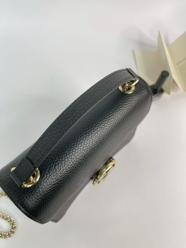 【分期0利率】GUCCI 雙G扣 荔枝牛皮雙層鍊條斜背包【95成】 