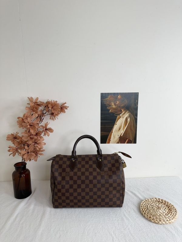 【12期0利率】LV SPEEDY 30  棋盤格無背帶款【9成新】 