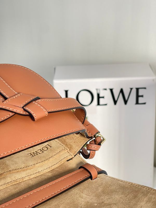 【分期0利率】LOEWE MINI GATE 雙層包 焦糖【92成新】 