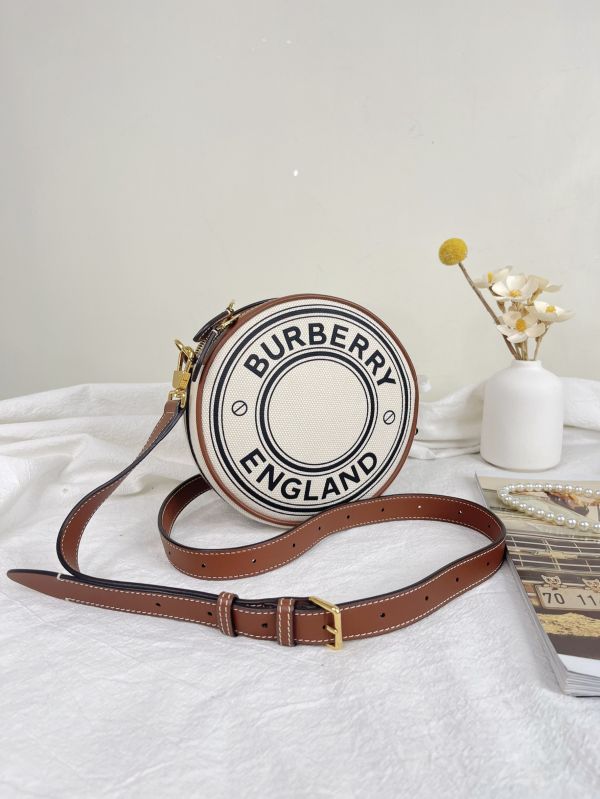 【分期0利率】BURBERRY Louise 徽標圖案棉質圓餅包【99成新】 