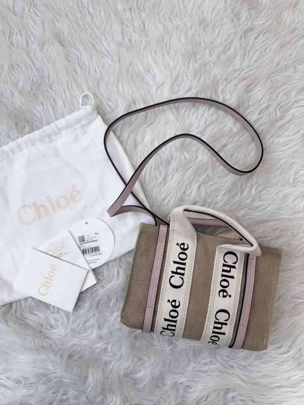 【12期0利率】CHLOE WOODY TOTE 迷你 粉紫色【99成新】 