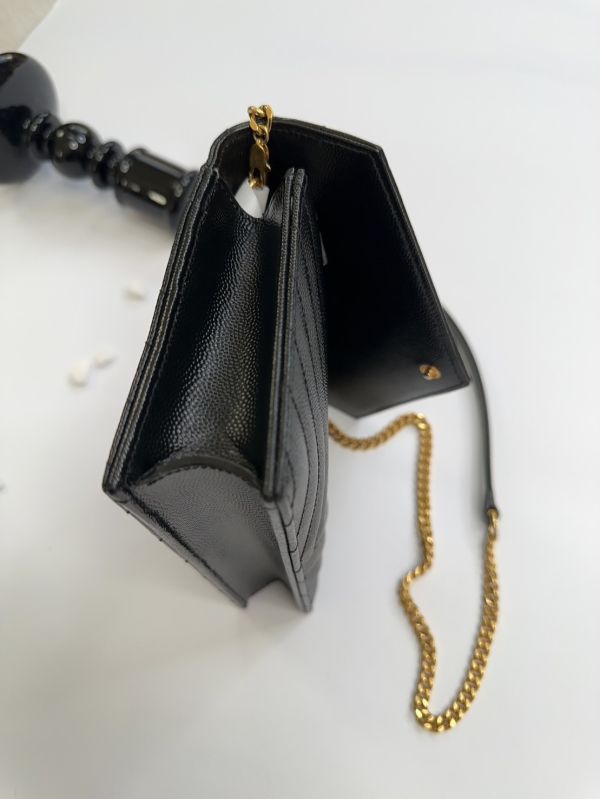 【12期0利率】YSL WOC 魚子醬鍊包黑金 19.5CM【95成新】 