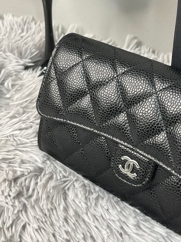 【分期0利率】CHANEL COCO 經典翻蓋長夾 黑銀【全新品】 